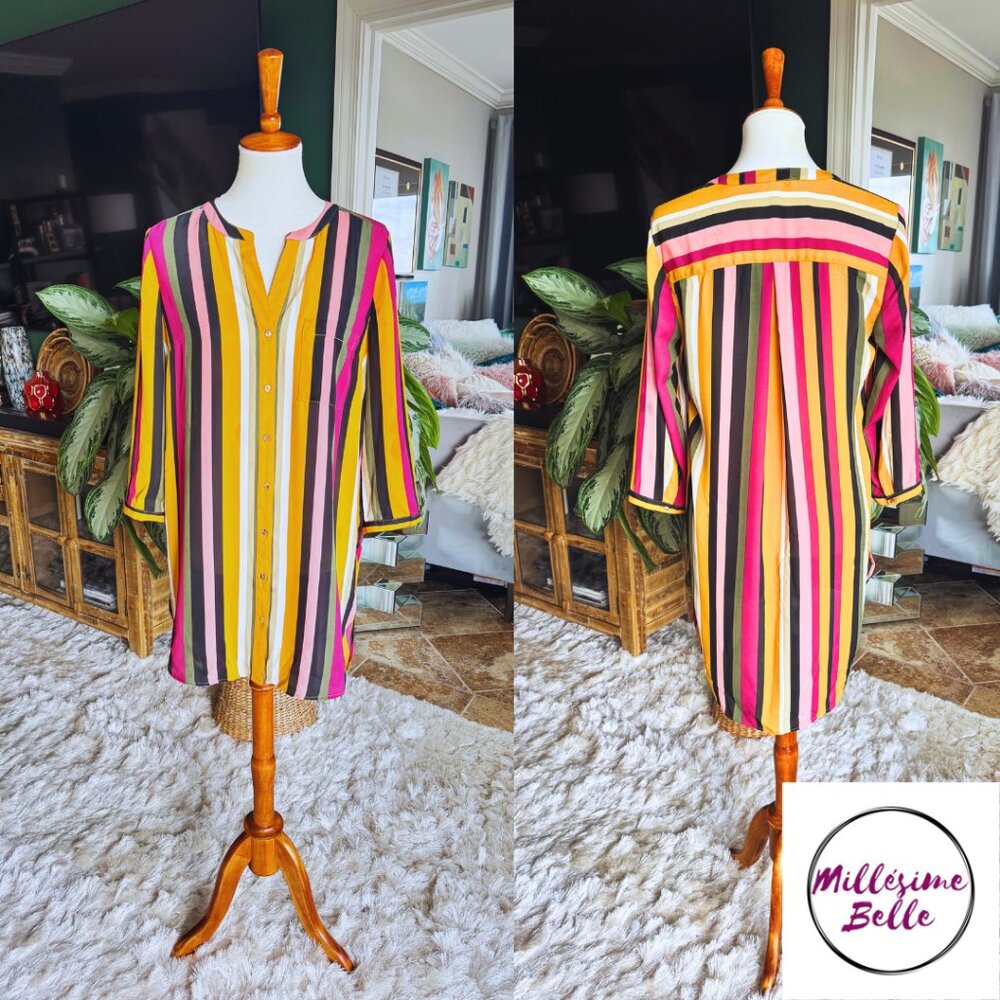 Button Down Multi-Color Striped Tunic - image 1